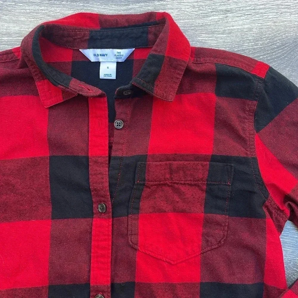 Old Navy "The Classic Shirt" Long Sleeve, red/black - Picture 3 of 4